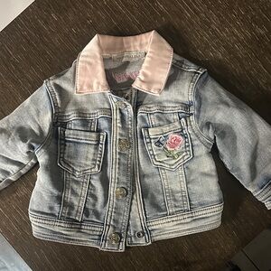 MonnaLisa Blue Denim Jacket with Pink Accents